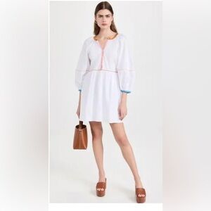STAUD MINI DEMI DRESS IN WHITE LAND AND SEA SIZE SMALL NEW WITH TAG
